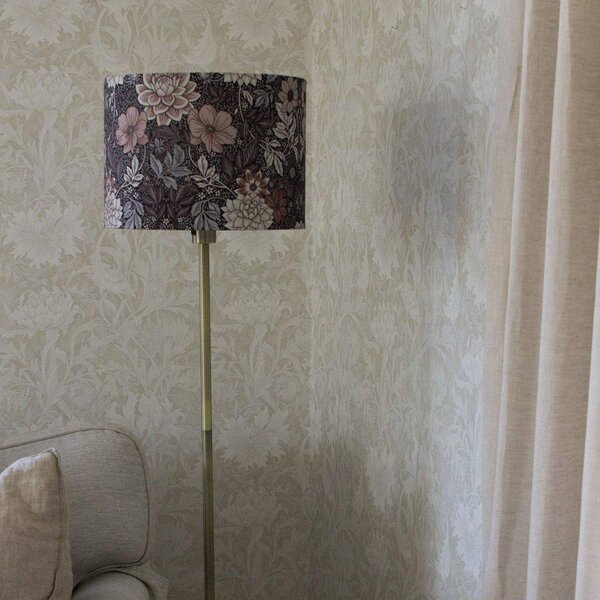 PR Home Stojací lampa Amy, Dahlia hnědá/zlatá, výška 150 cm, textil, E27, Hnědá / rez, Obývací pokoj / jídelna, Textil / tkanina / hedvábí