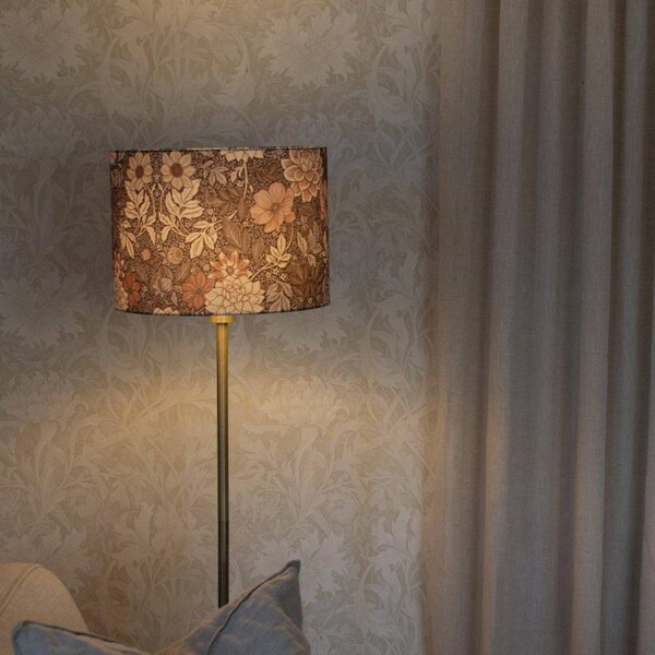 PR Home Stojací lampa Amy, Dahlia hnědá/zlatá, výška 150 cm, textil, E27, Hnědá / rez, Obývací pokoj / jídelna, Textil / tkanina / hedvábí