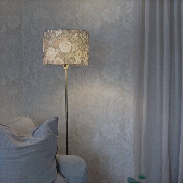 PR Home Stojací lampa Amy, Dahlia zelená/zlatá, výška 150 cm, textil, E27, Zelená, Obývací pokoj / jídelna, Textil / tkanina / hedvábí