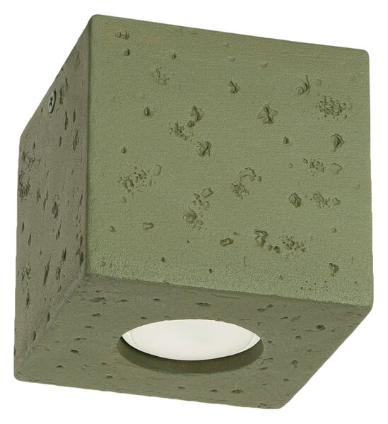 Stropní svítidlo Quad, 1x olivově zelené betonové stínítko