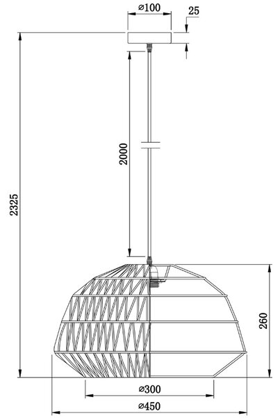 WOOOD Černé jutové závěsné světlo Katie 45 cm