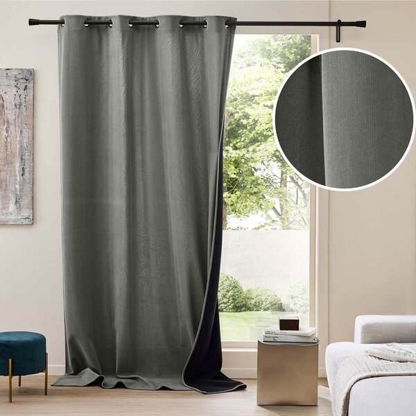 Antracitový manšestrový termo závěs 140x260 cm Madison – douceur d'intérieur