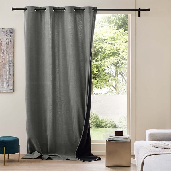 Antracitový manšestrový termo závěs 140x260 cm Madison – douceur d'intérieur