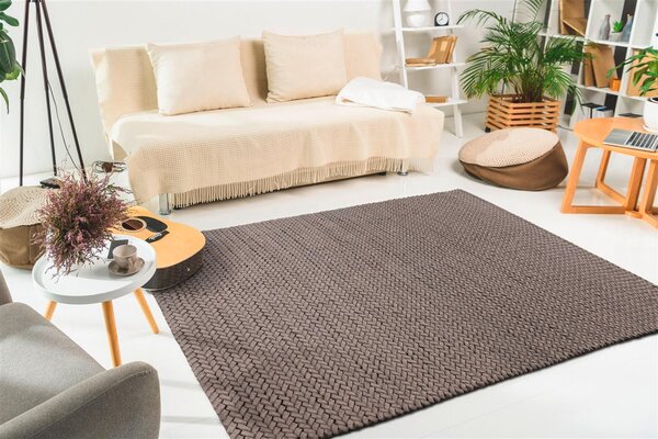 KOBEREC TKANÝ NA PLOCHO, 80/150 cm hnědá Kayoom - Online Only koberce & rohožky, Online Only