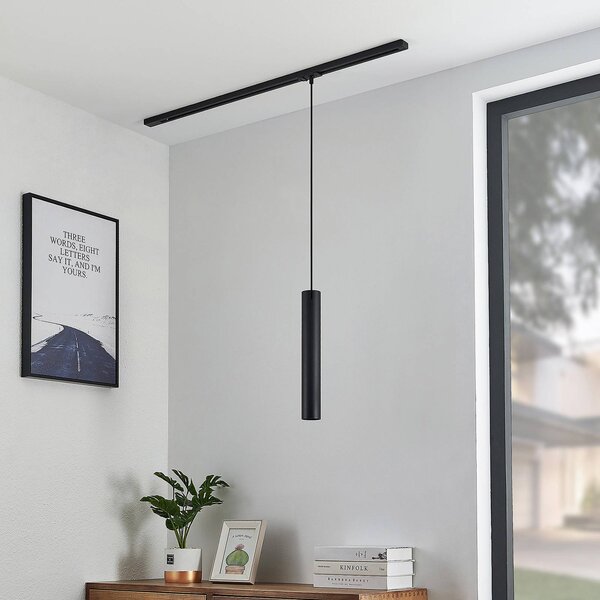 Lindby Závěsné svítidlo Linaro, 40 cm, černé, 1-fázové, GU10, Černá, Obývací pokoj / jídelna, kov, Moderní, Závěsná lampa - lustr