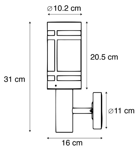 Moderní venkovní nástěnné svítidlo černé IP44 - Gleam