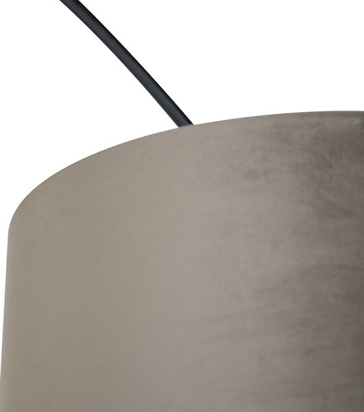 Oblouková lampa černá s sametovým stínítkem taupe se zlatem 50 cm - XXL