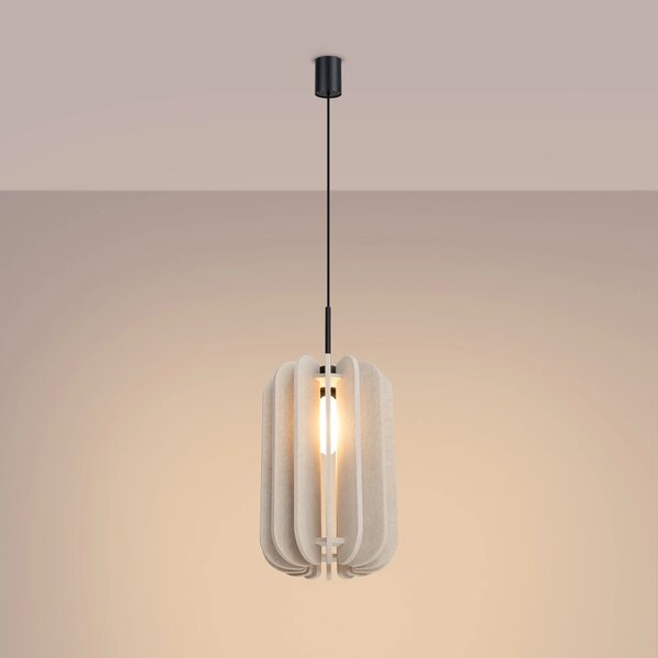 Závěsné svítidlo Mula, 1x béžové plstěné stínítko, (fi 27cm)
