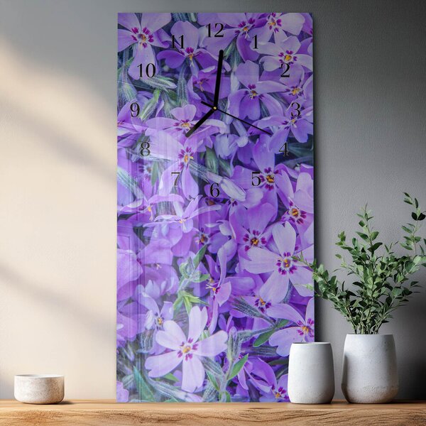 Skleněné hodiny vertikální Květiny zsppc-30x60-00173628