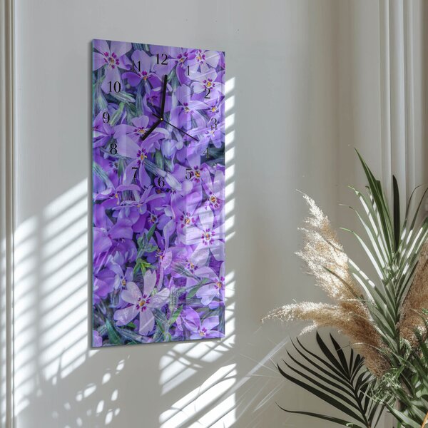 Skleněné hodiny vertikální Květiny zsppc-30x60-00173628