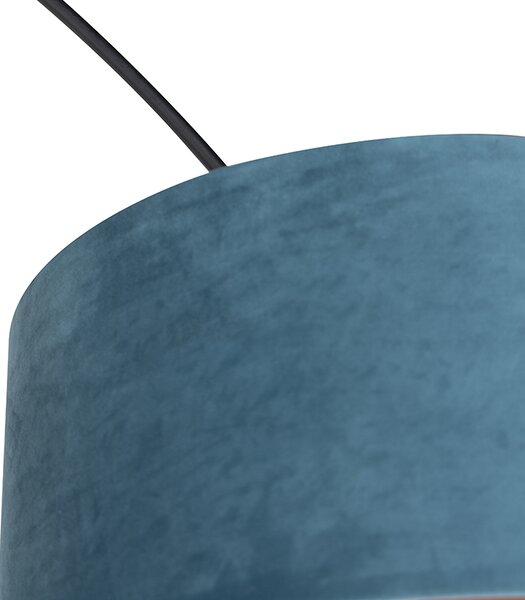 Oblouková lampa černá sametová stínidlo modrá se zlatem 50 cm - XXL