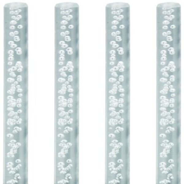 4 ks Solární zahradní sloupek LED se společným solárním panelem, 47cm, nerez, bílé světlo