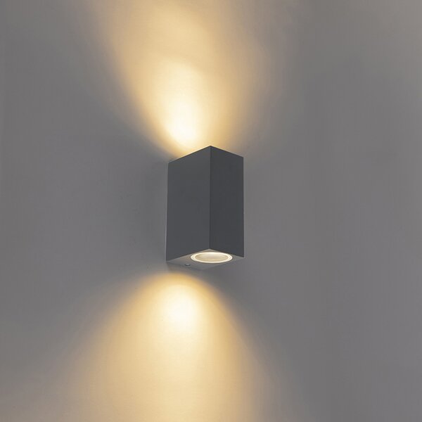 Sada 2 moderních nástěnných lamp tmavě šedých 2-světlo IP44 - Baleno