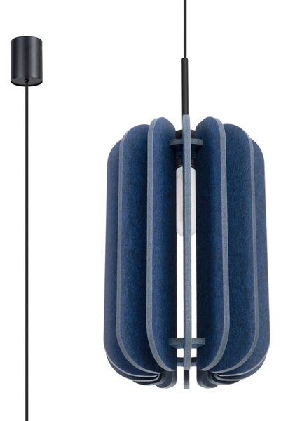 Závěsné svítidlo Mula, 1x modré plstěné stínítko, (fi 27cm)