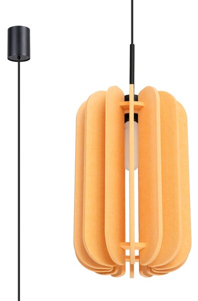 Závěsné svítidlo Mula, 1x žluté plstěné stínítko, (fi 27cm)
