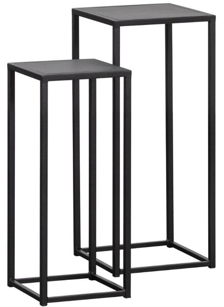 Hoorns Set dvou černých kovových odkládacích stolků Slone 30 x 30 cm / 25 x 25 cm