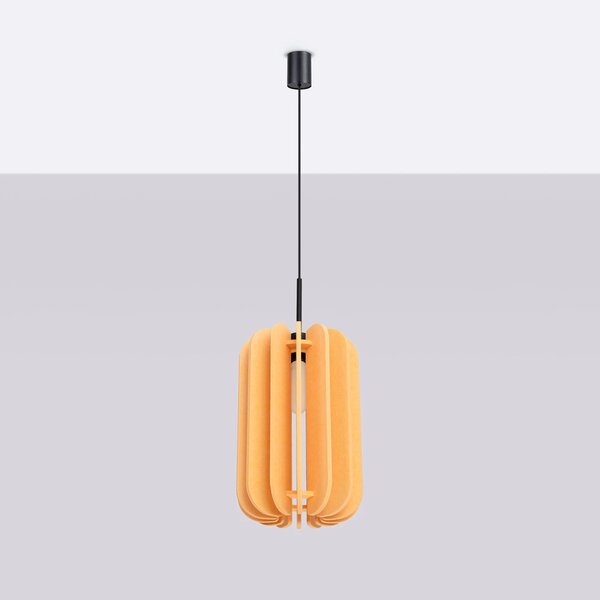 Závěsné svítidlo Mula, 1x žluté plstěné stínítko, (fi 27cm)
