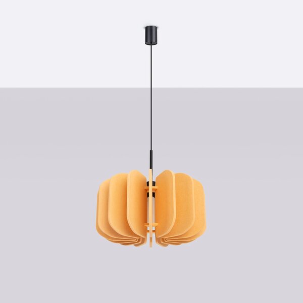 Závěsné svítidlo Mula, 1x žluté plstěné stínítko, (fi 45cm)