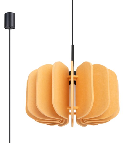 Závěsné svítidlo Mula, 1x žluté plstěné stínítko, (fi 45cm)