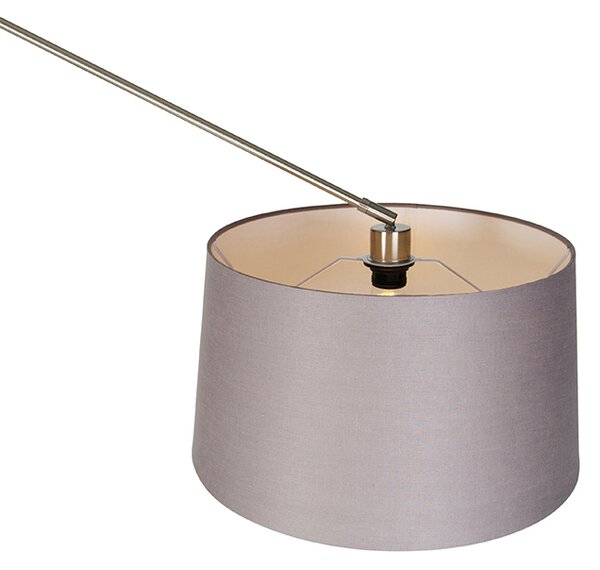 Moderní stojací lampa ocel s odstínem tmavě šedá 45 cm - Editor