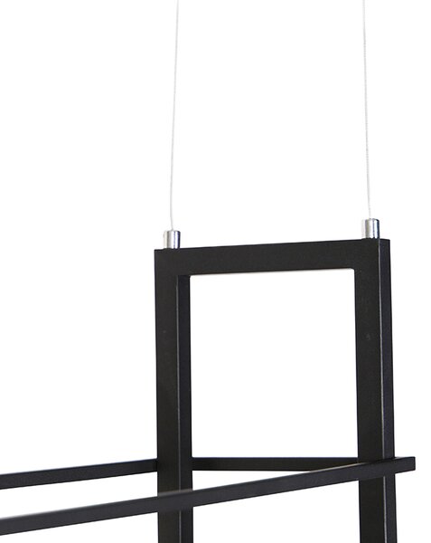 Chytré závěsné svítidlo černé se dřevem a policí 4-světlo vč. Wifi A60 - Cage Rack