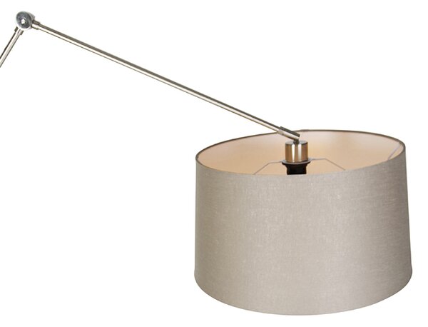 Moderní stojací lampa ocel s tmavě hnědým stínítkem 45 cm - Editor