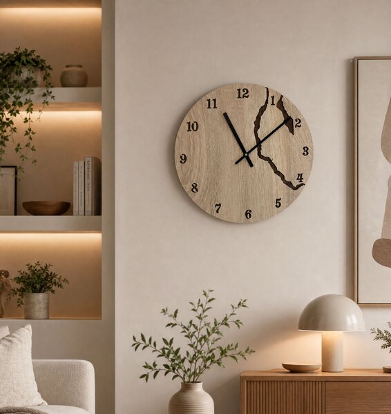Nástěnné hodiny ŘEKA Zvolte barvu dekoru: Dub zlatý-Wenge | Velikost hodin: 40x40 | Barva ručiček: Černé