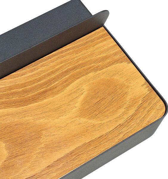 Moderní nástěnné svítidlo černé vč. LED s USB a vypínačem - Ted