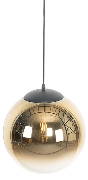 Závěsné svítidlo Art Deco černé se zlatým sklem 33 cm - Pallon