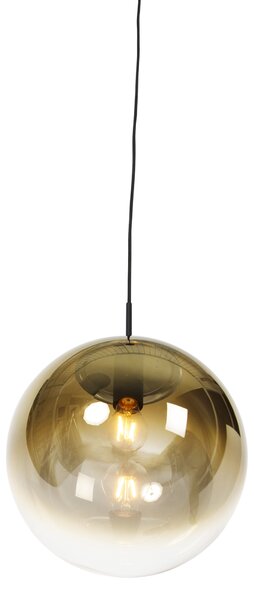 Závěsné svítidlo Art Deco černé se zlatým sklem 33 cm - Pallon