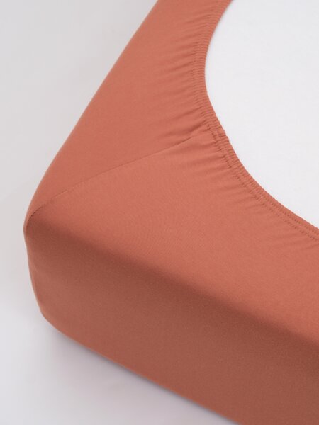 Jersey prostěradlo s elastanem Deluxe 90 × 200 cm – terakota