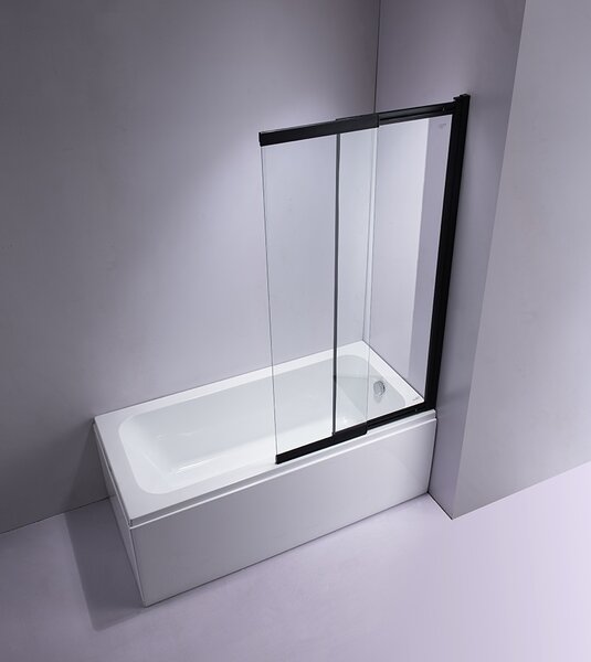 BPS-koupelny Dvoudílná vanová zástěna PR07 BL 85x150 černá/transparent