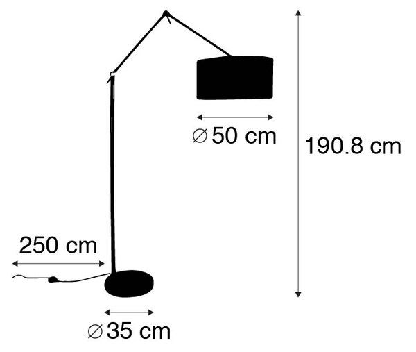 Stojací lampa zlatá nastavitelná s bílým a béžovým pruhovaným stínidlem 50 cm - Editor