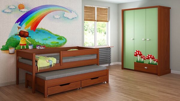 Dětská postel + matrace pěnová - Junior - 140x70cm - Palisandr