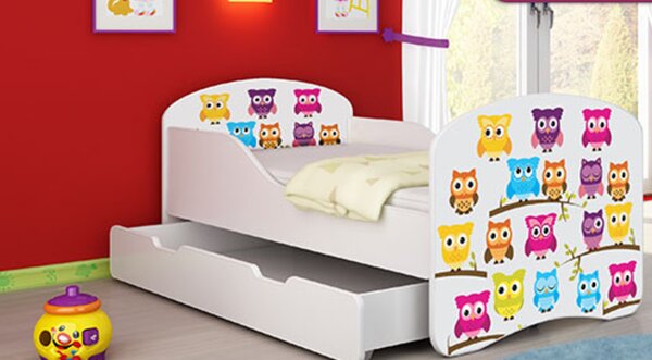 Dětská postel - Sovičky - 140x70 cm + šuplík
