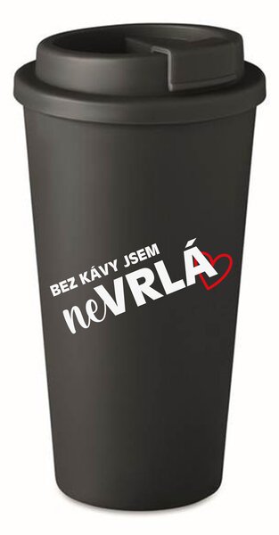 BEZ KÁVY JSEM NEVRLÁ - černý termohrnek 475 ml