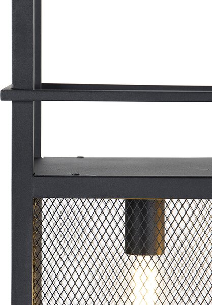 Průmyslové závěsné svítidlo černé s pletivem 4-světlo - Cage Rack
