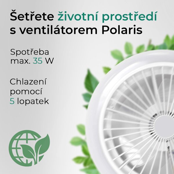 Noaton 11045W (2024) Polaris, bílá, stropní ventilátor se světlem (Rozbaleno)