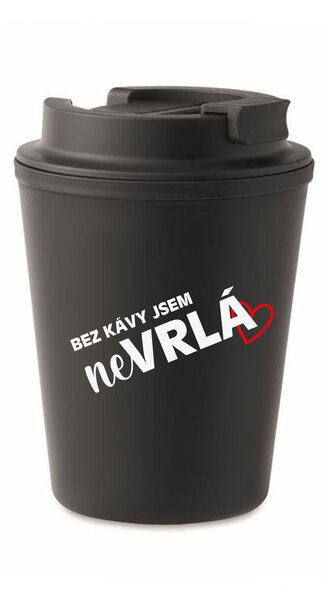 BEZ KÁVY JSEM NEVRLÁ - černý termohrnek 300 ml