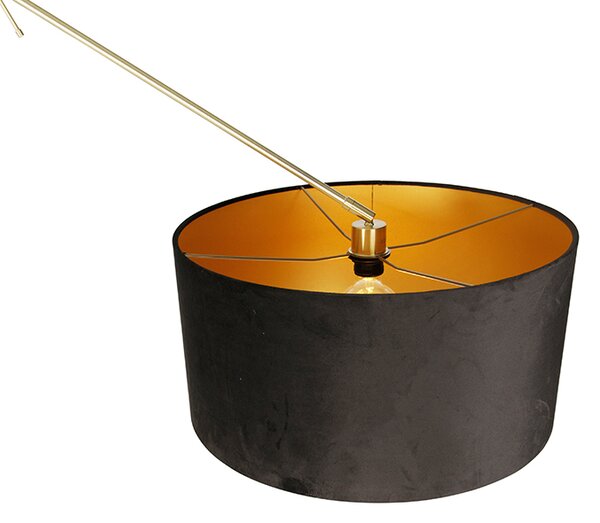 Moderní stojací lampa se zlatým sametovým stínítkem černá 50 cm - Editor