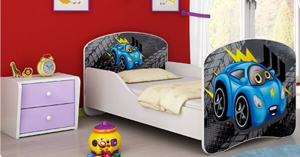 Dětská postel - Blue car - 140x70 cm