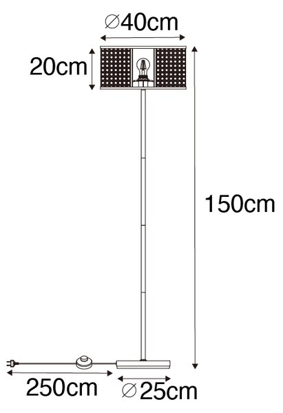 Orientální stojací lampa bílá s ratanem 40 cm - Akira