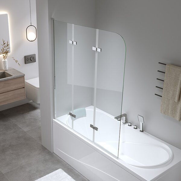 BPS-koupelny Trojdílná vanová zástěna PR05 100x140 chrom