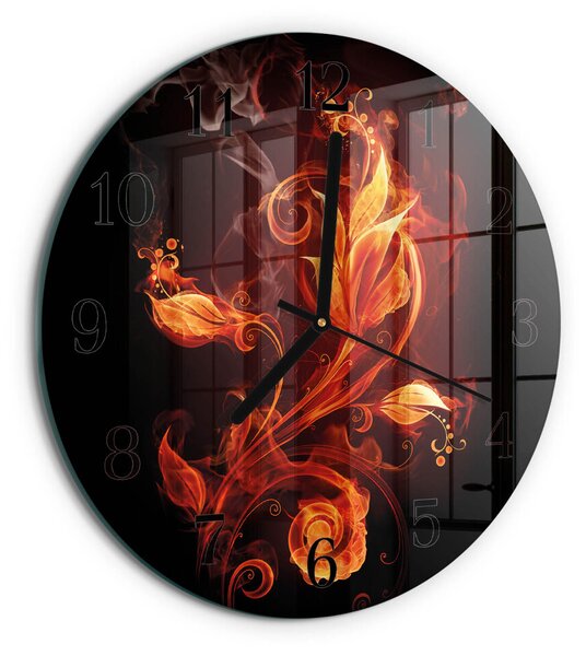 Skleněné nástěnné hodiny Ohnivý květ zsoc-fi30-00171128