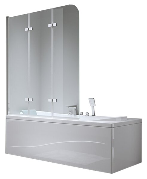 BPS-koupelny Trojdílná vanová zástěna PR05 100x140 chrom