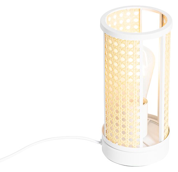 Orientální stolní lampa bílá s ratanem 12 cm - Akira