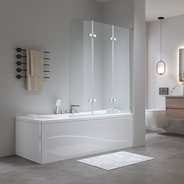 BPS-koupelny Trojdílná vanová zástěna PR05 100x140 chrom