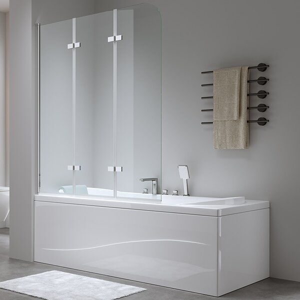 BPS-koupelny Trojdílná vanová zástěna PR05 100x140 chrom