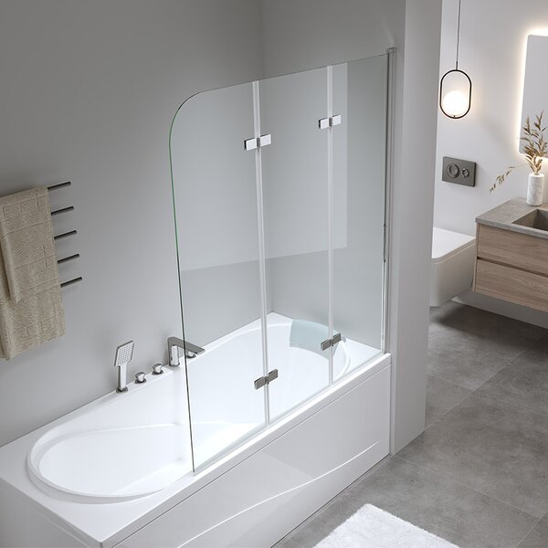 BPS-koupelny Trojdílná vanová zástěna PR05 100x140 chrom
