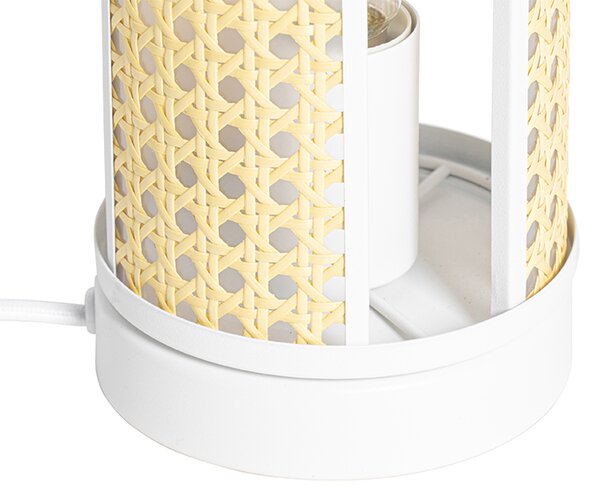 Orientální stolní lampa bílá s ratanem 12 cm - Akira